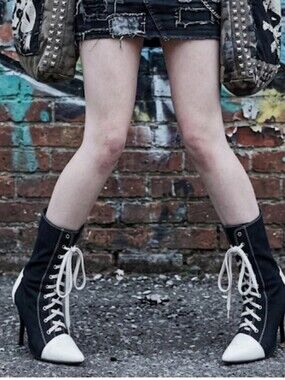 Funtasma Referee-120 Black And White Ankle Boots Y2k